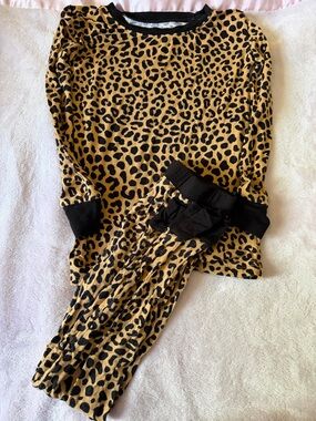 Little Sleepies Leopard Print Pajama Set in Tan and Black